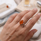 Natural Carnelian Gemstone Ring in German Silver for confidence, creativity, and positive energy,Adjustable .