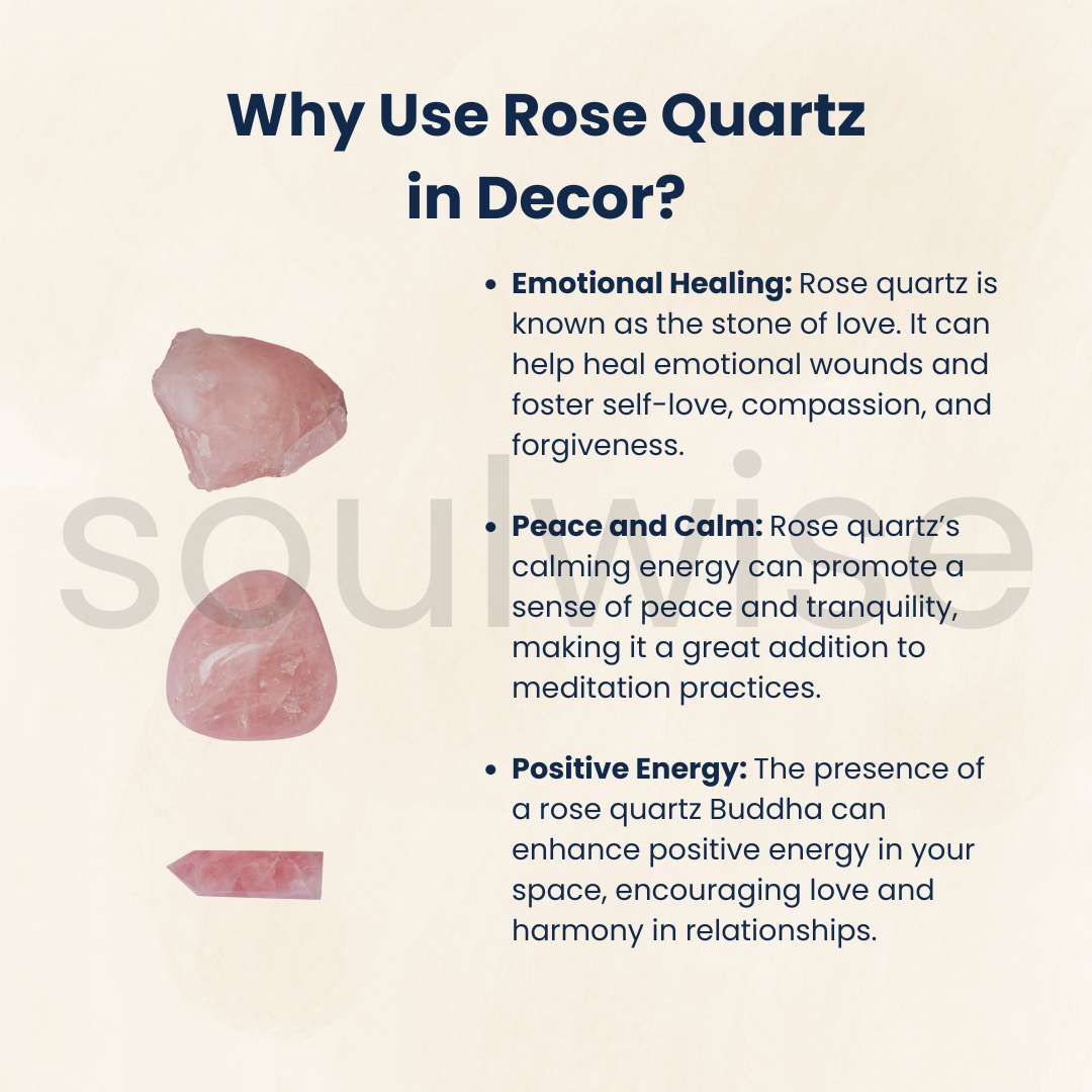 Soulwise Rose Quartz Buddha Head Statue, 6 cm Height, 236 g Weight, Home Decor & Gift, Unconditional Love, Peace and Wisdom