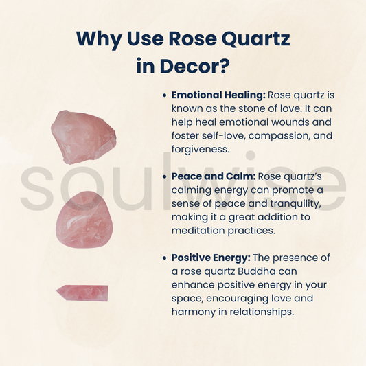 Soulwise Rose Quartz Buddha Head Statue, 6 cm Height, 236 g Weight, Home Decor & Gift, Unconditional Love, Peace and Wisdom