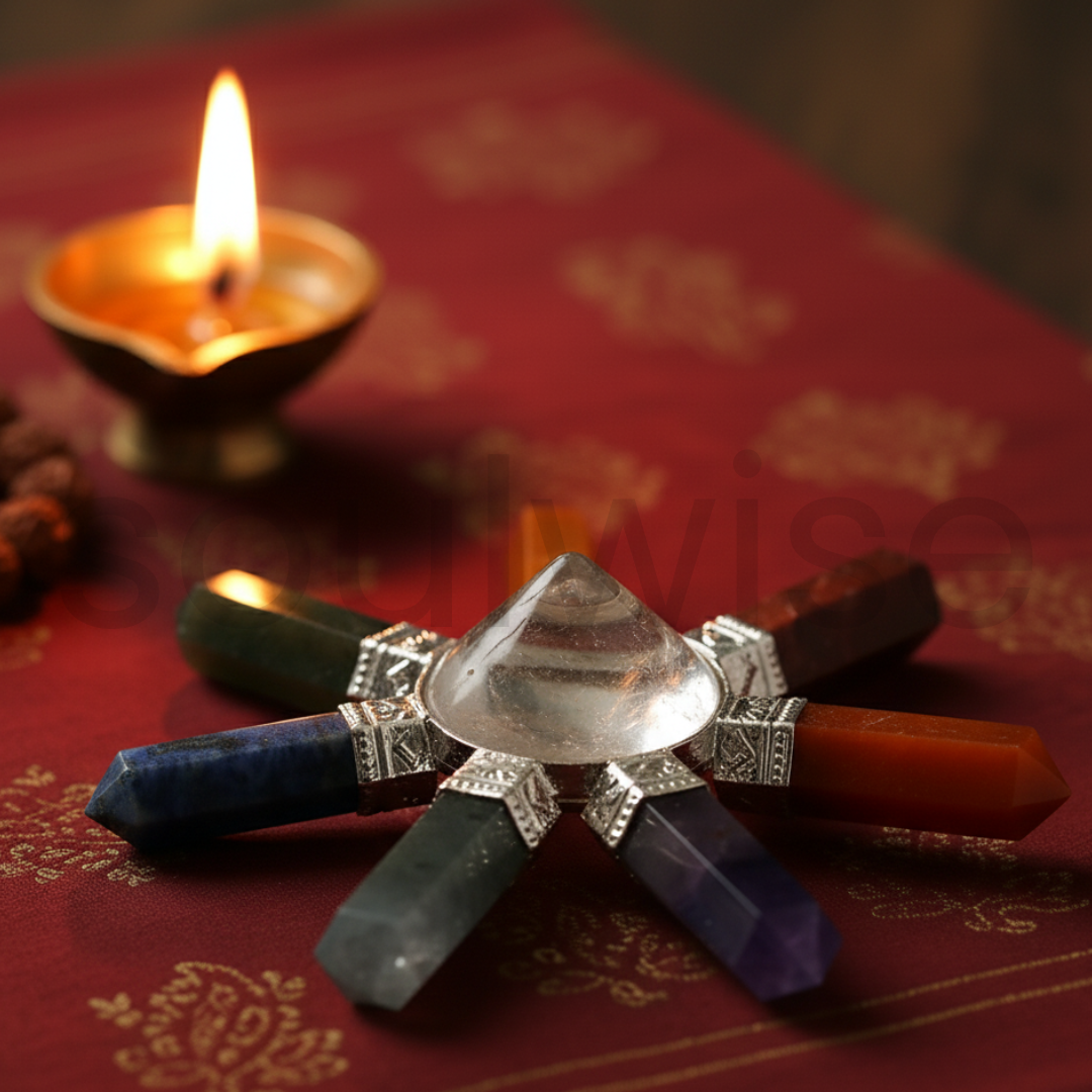 Seven Chakra Energy Generator – Natural Healing Crystal Pyramid for Chakra Balancing, Reiki, Meditation, and Positive Energy
