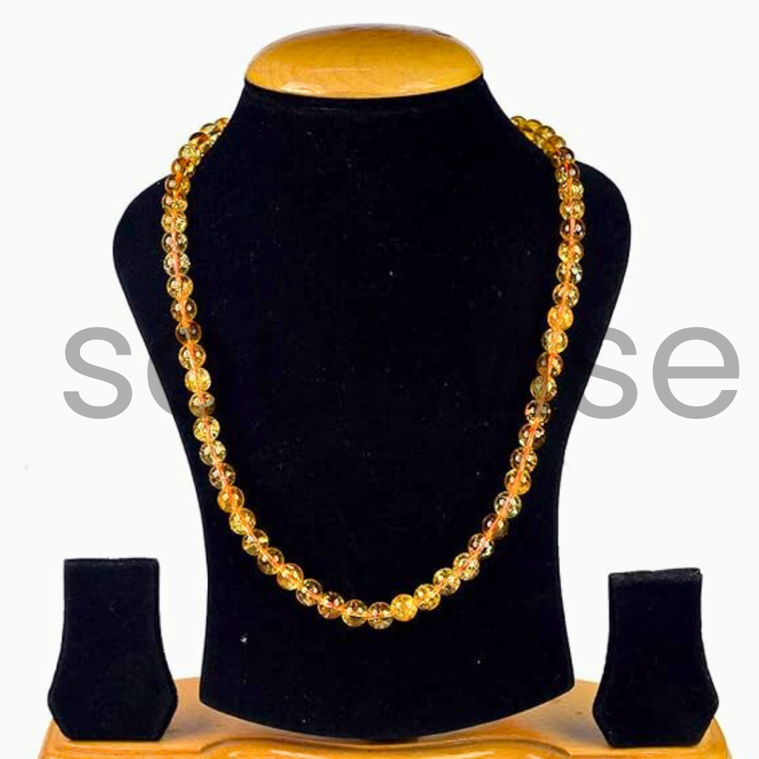 Soulwise Natural Citrine Jaap Mala 108+1 Beads (8mm) | Prayer Beads for Meditation, Mantra Chanting, Positivity, Wealth & Chakra Balancing