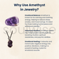 Handmade Amethyst Tumble Stone Necklace – Natural Healing Crystal Wrapped in Black Thread Cord – Unisex