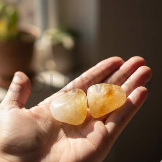 Citrine Big Tumble Stone Set of 2 – Natural Polished Healing Crystals for Abundance, Positivity & Success
