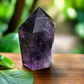 Natural Healing Amethyst Gemstone Tower Stone for Spirituality and Peace, freeform self-standing crystal decor (100g)