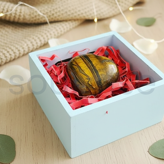 Tiger's Eye Healing Crystal Heart-Shape Decor for Confidence, Prosperity, attracting Wealth and Success, Valentine Gift Housewarming (Tiger Eye)