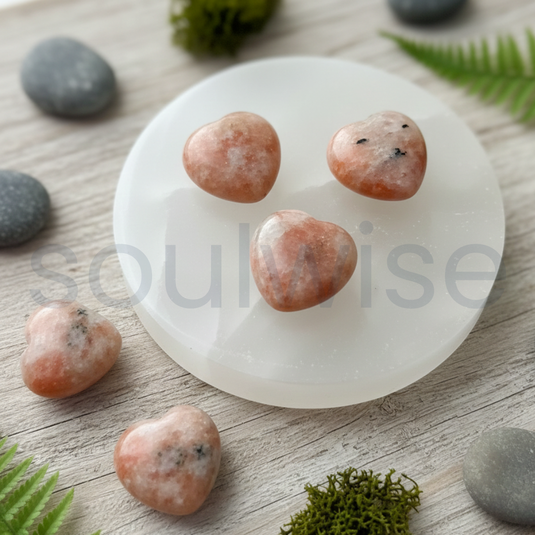 Natural Sunstone Crystal Heart 1 Inch | Polished Healing Stone for Positivity, Confidence, Joy & Energy Balance | Meditation & Spiritual Gift