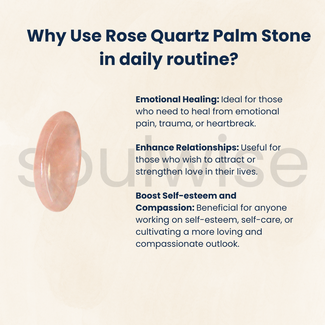 Soulwise Rose Quartz Worry Stone – Natural Thumb Stone for Anxiety Relief, Pocket Crystal for Stress & Self-Love.