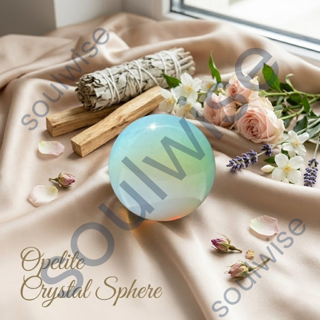 Opalite Crystal Sphere – Polished Opalescent Healing Crystal Ball for Inner Peace, Emotional Balance, Positive Energy, Reiki, Meditation, Chakra Balancing & Home Décor
