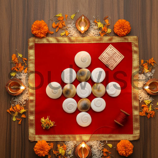 Gomti Chakra गोमती चक्र आध्यात्मिक शैल पत्थर , set of 11, for Diwali pooja, brings financial stability, wealth, and abundance, Removal of Obstacles.