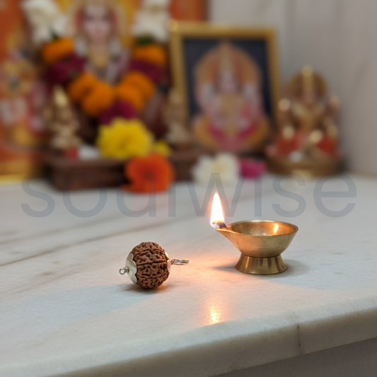 Certified 10 Mukhi Rudraksha Silver Pendant – Indonesian Origin Bead for Strength, Protection & Positive Energy