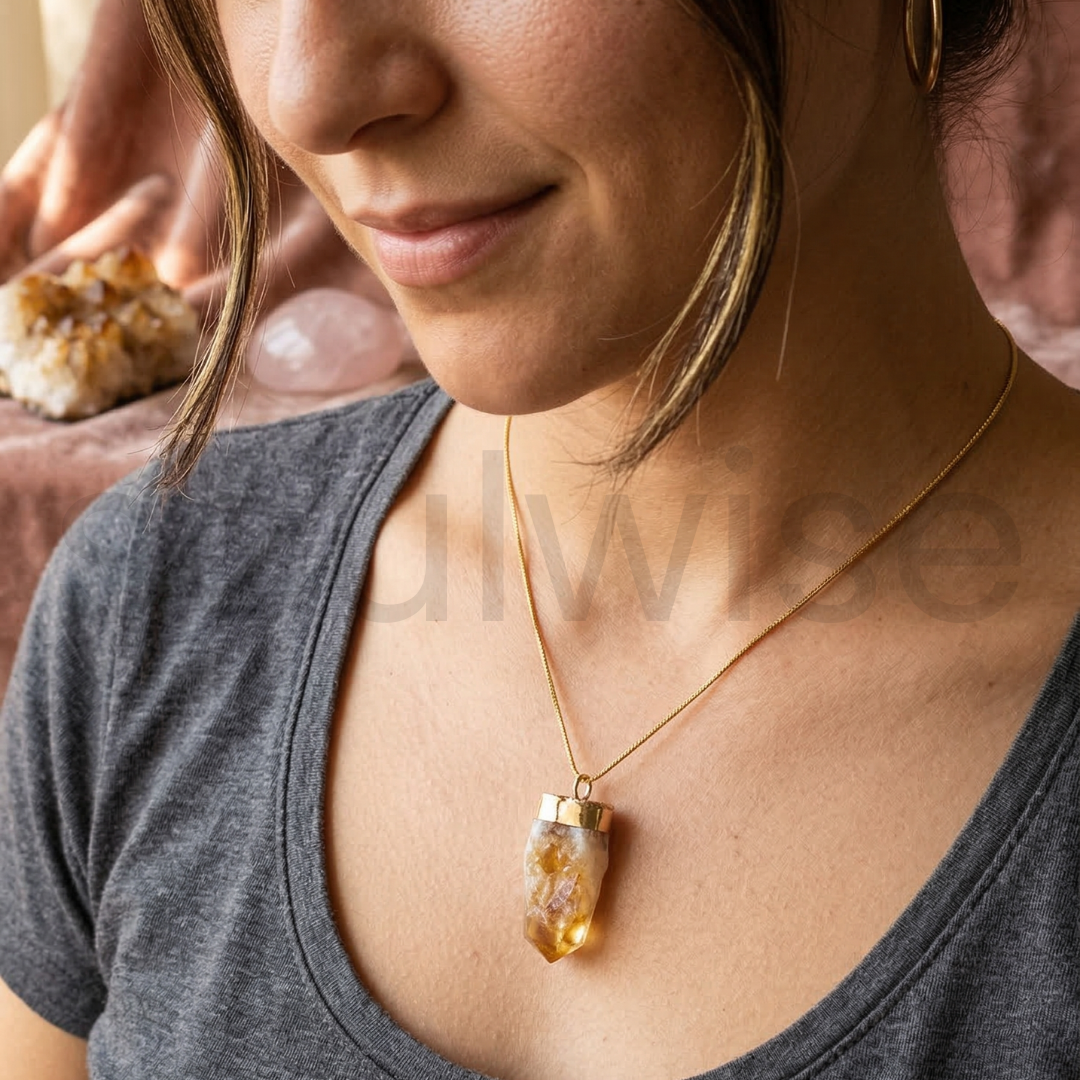 Natural Raw Citrine Pendant – Attract Abundance, Positivity & Success