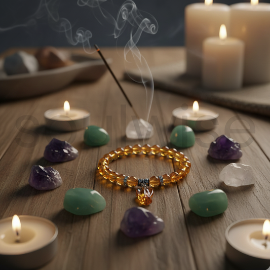 Citrine Bracelet with Angel Charm - 8mm – Energy Healing Crystal Jewelry for Positivity & Protection