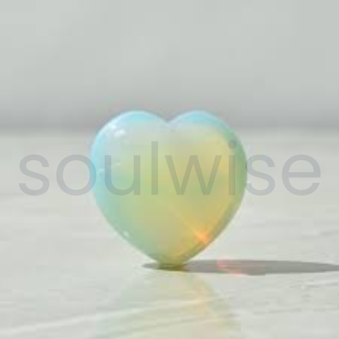 Opalite Heart Stone Polished Crystal for Meditation Calm Energy Emotional Balance Spiritual Home Décor Gift