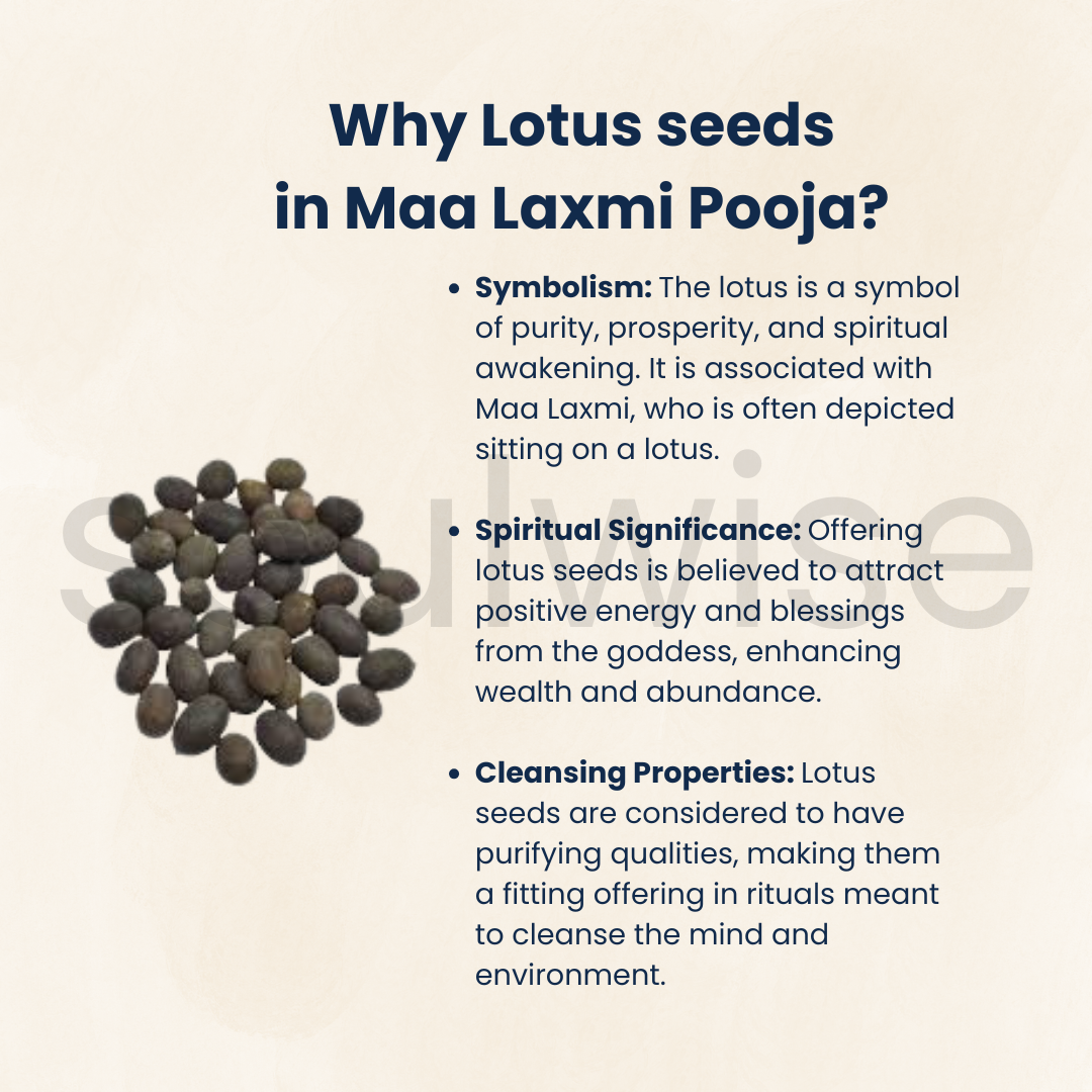 Soulwise Natural Kamal Gatta Mala – 108 Beads Lotus Seed Japa Mala | Ideal for Lakshmi Mantras, Diwali Puja & Daily Meditation|