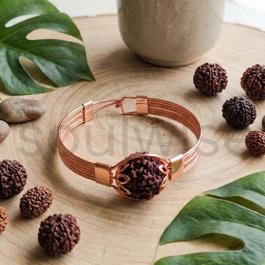 5 Mukhi Nepali Rudraksha Copper Openable Bracelet for Transformation, Courage, and Positive Energy – Authentic Design.