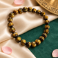 Tiger Eye Om Mani Bracelet 8mm – Natural Tiger's Eye Crystal Beaded Bracelet with Om Mani Padme Hum Mantra for Protection, Confidence, Courage, Prosperity, Meditation & Positive Energy | Unisex Spiritual Jewelry