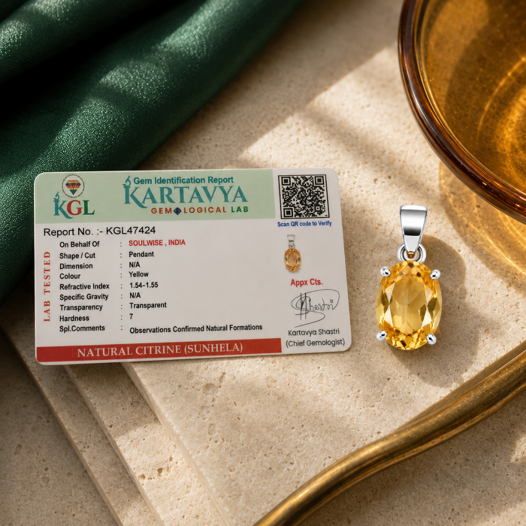 Natural Citrine Gemstone Pendant – Oval-Cut Abundance & Success Crystal Jewellery