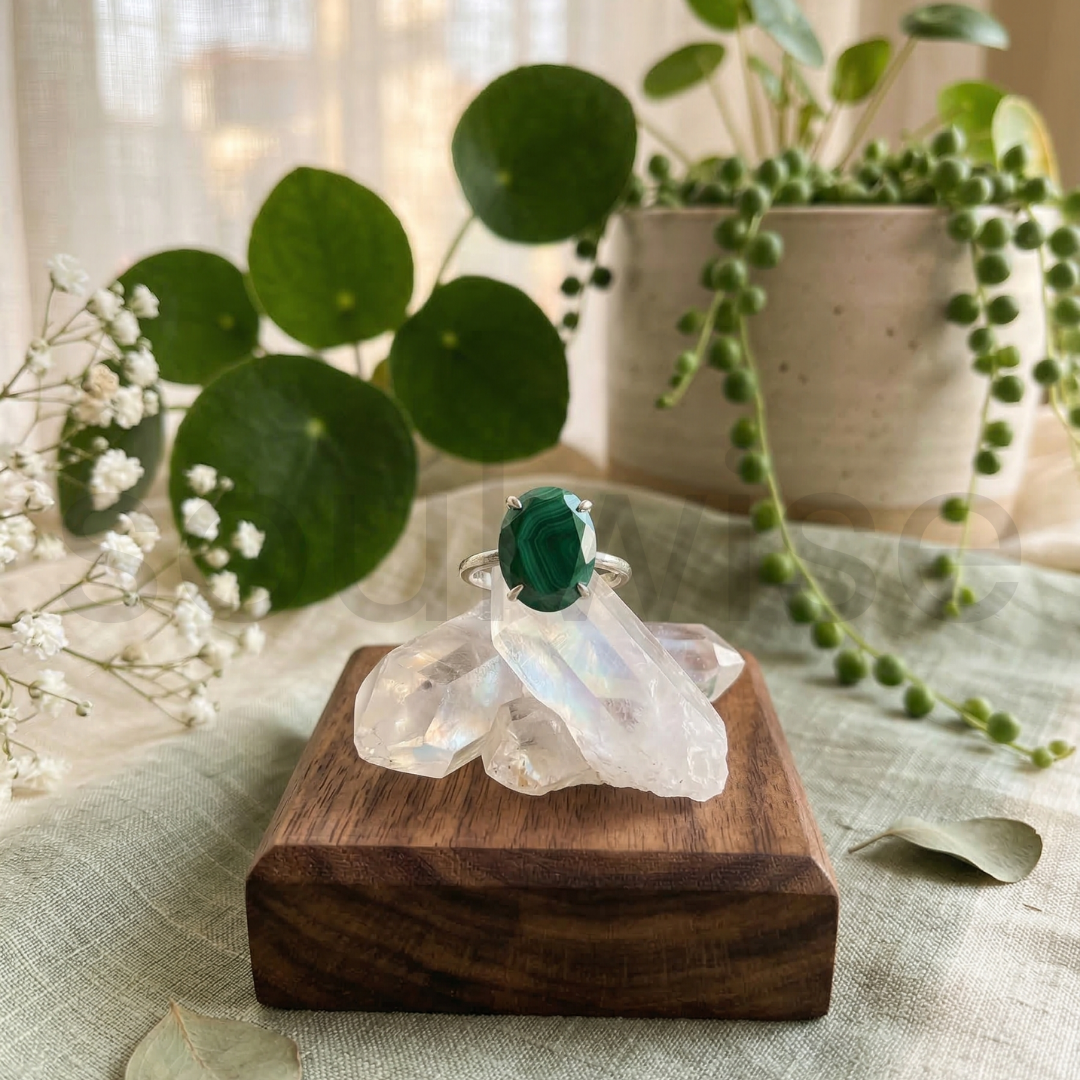 Natural Malachite Gemstone Ring – Healing,Transformation,Balance & Positivity.