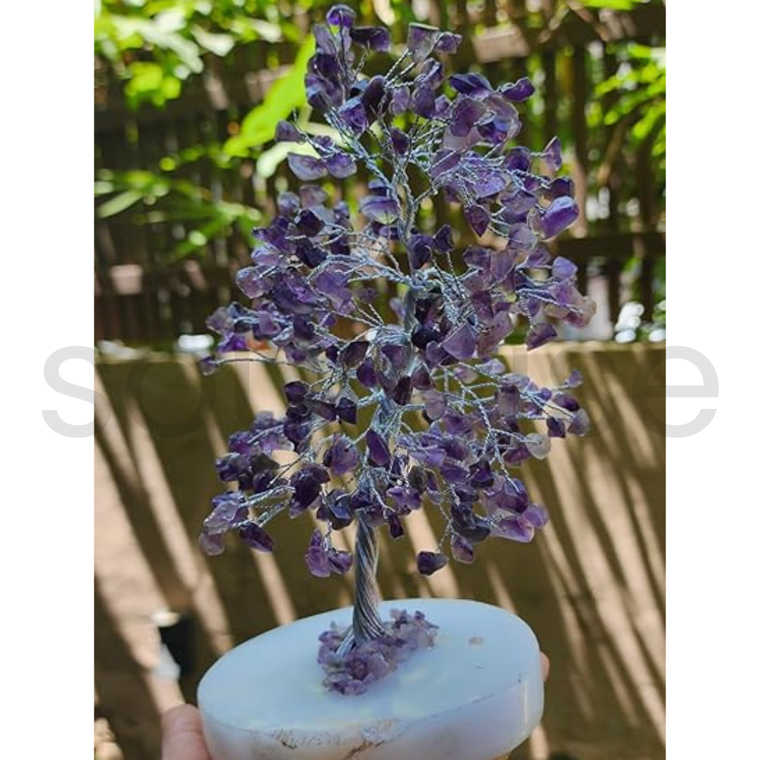 Amethyst Tree of Life  Symbol of balance, peace, and spiritual growth. Handcrafted with natural amethyst chips and a crystal base(8Inch).