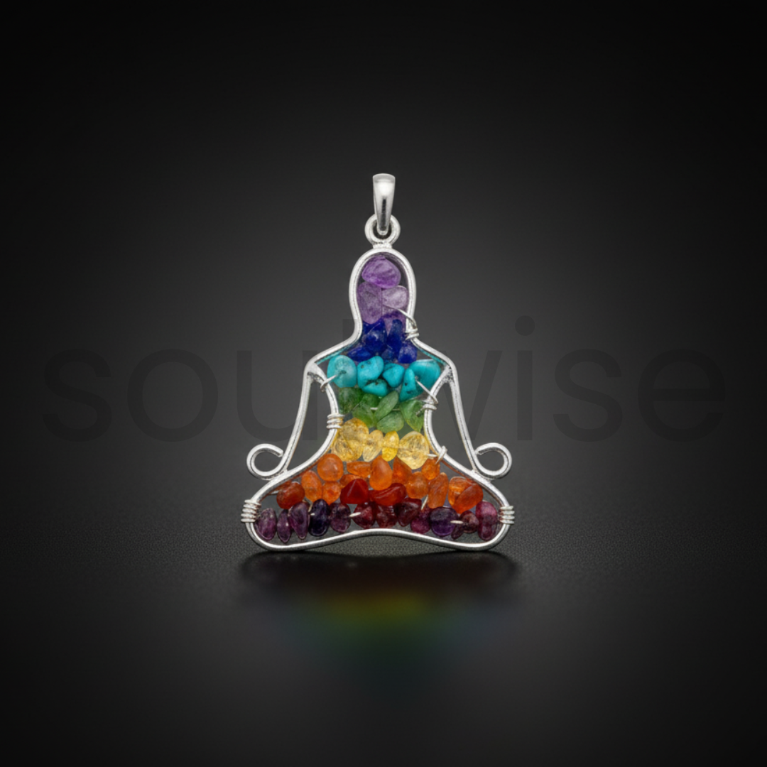 7 Chakra Buddha Pendant – Natural Gemstone Healing Necklace for Men & Women | Spiritual Energy Balance, Meditation & Reiki Jewelry