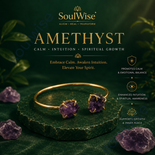 Double Cuff Raw Amethyst Bangle – Natural Healing Crystal Bracelet for Peace, Intuition, Spiritual Growth & Chakra Balance