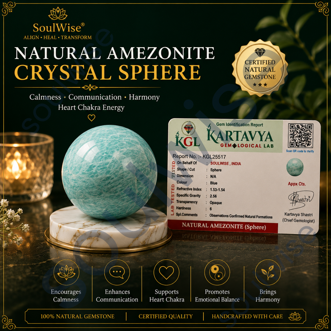 Amazonite Crystal Sphere – Natural Healing Crystal Ball for Calmness, Communication & Chakra Balancing | Polished Gemstone Sphere for Meditation, Reiki & Home Décor