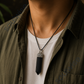 Black Obsidian Pencil Pendant – Natural Healing Crystal Necklace for Protection, Grounding, Strength & Positive Energy