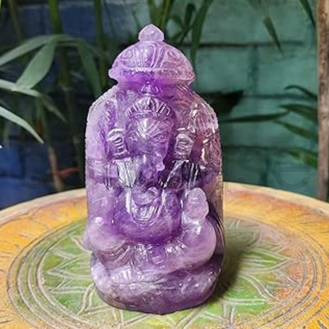 Soulwise Amethyst ametrine Ganesha 14cm Tall, Healing Crystal for Growth, Abundance and Positivity, Diwali Decor, Diwali Gift