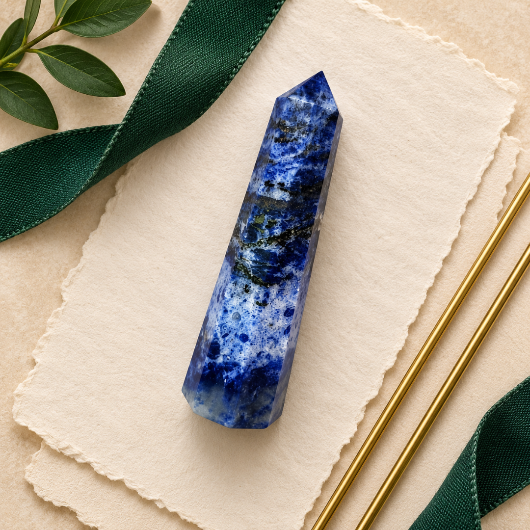 Sodalite Tower 3 Inch – Natural Healing Crystal Point for Mental Clarity, Focus, Communication, Intuition, Reiki, Meditation & Chakra Balancing