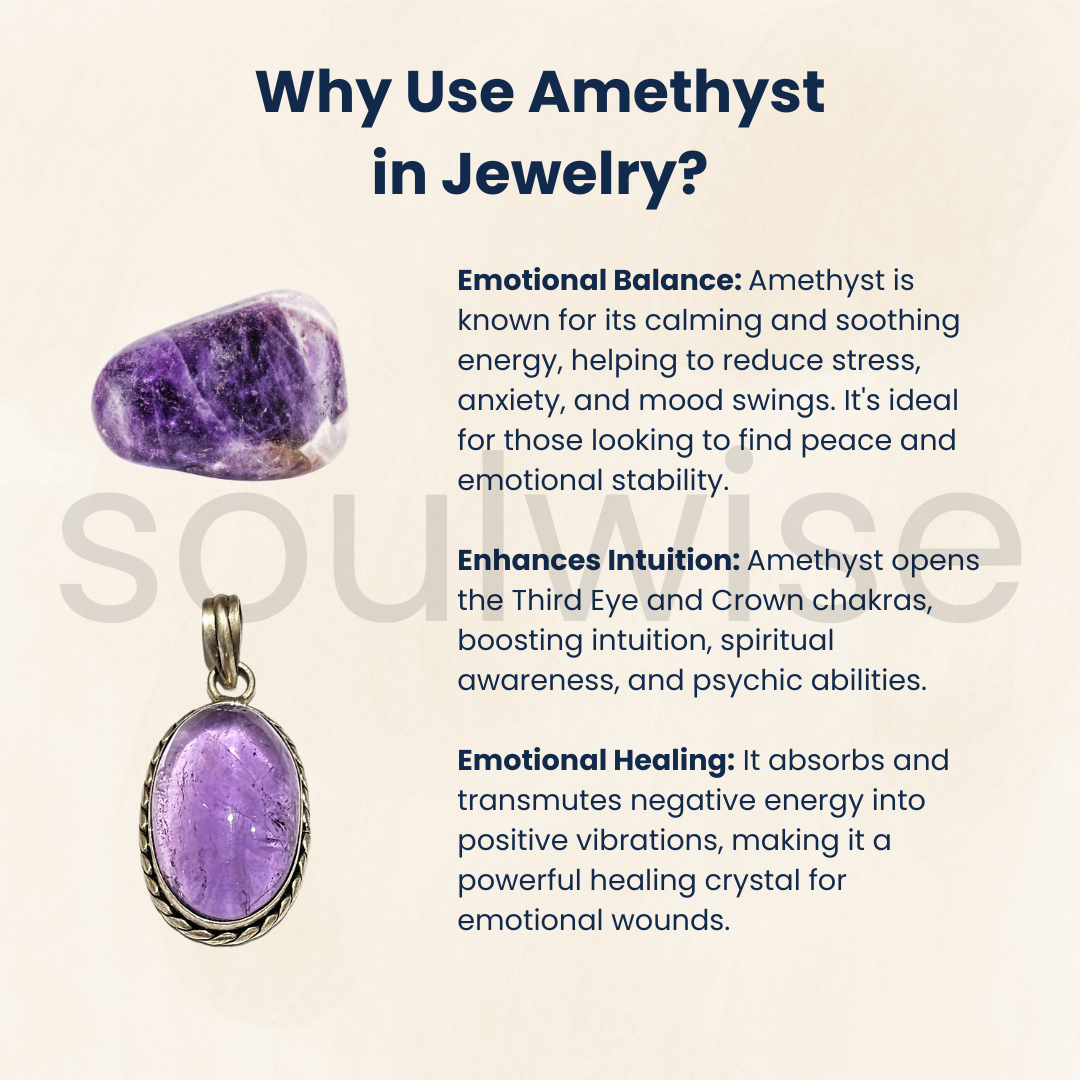 Natural Amethyst Crystal Pendant for Men & Women | Healing Stone Jewelry for Protection & Positive Energy