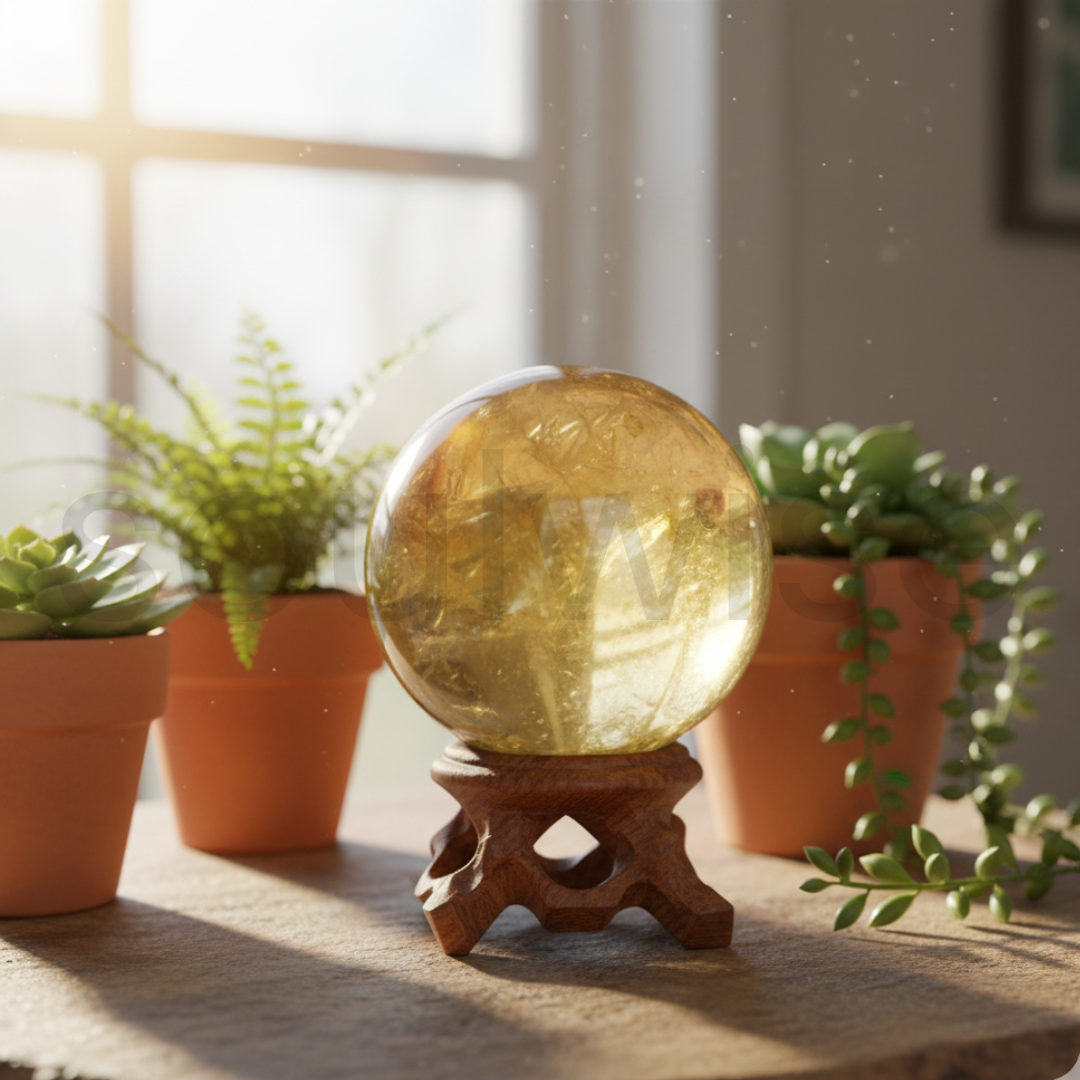 Natural Citrine Crystal Sphere – Healing Stone for Abundance, Positivity & Success