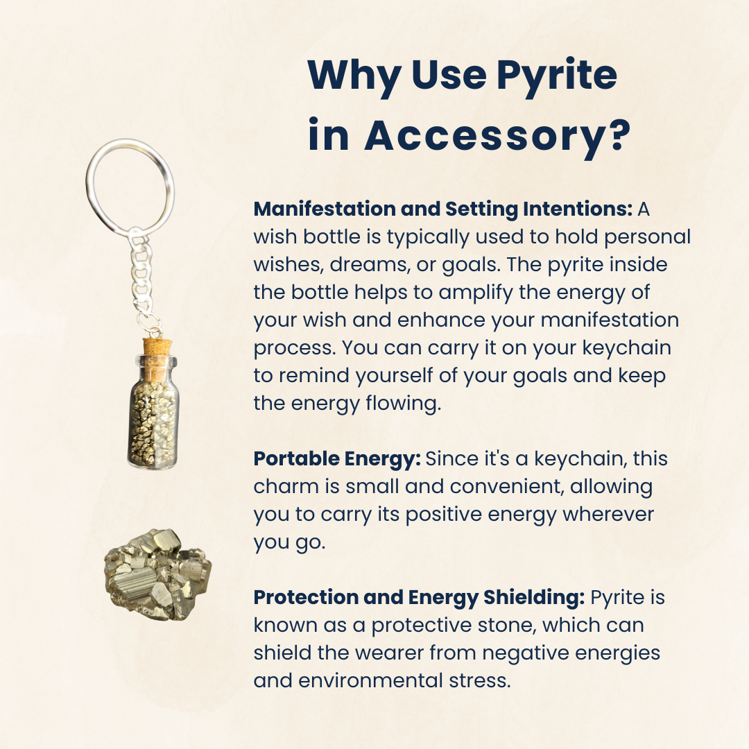 Pyrite Wish Bottle Keychain