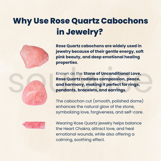 Soulwise Natural Rose Quartz Triangle Cabochon – Polished Gemstone for Jewelry Making, Crystal Healing, Crafts – Flat Back, – 1 Piece
