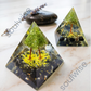 Peridot & Black Tourmaline Orgonite Pyramid – Crystal Energy Pyramid for Protection, Balance & Spiritual Décor