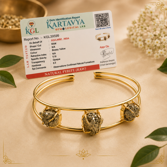 Double Cuff Raw Pyrite Bangle – Natural Crystal Cuff Bracelet for Prosperity, Confidence, Protection & Positive Energy
