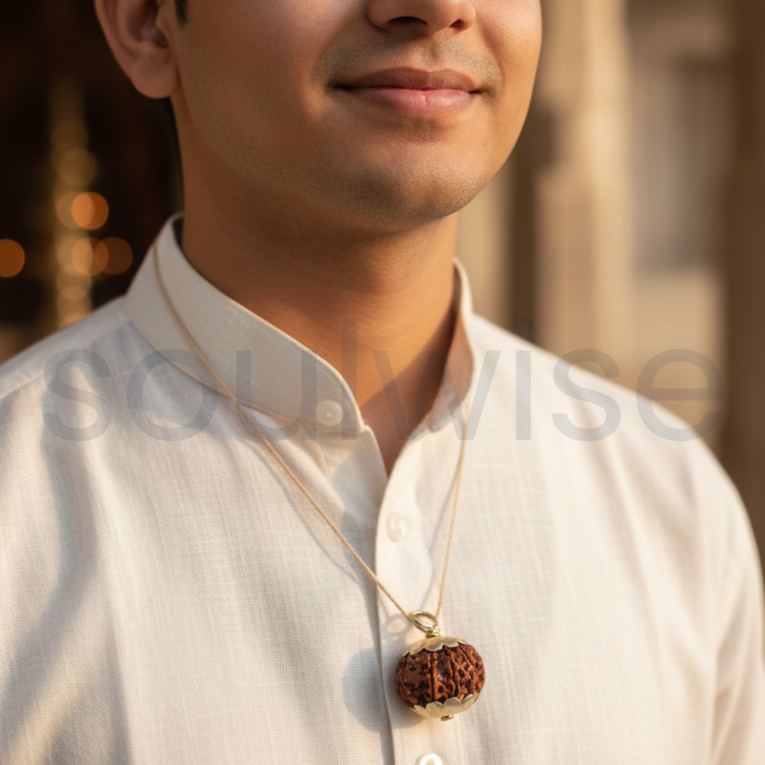 10 Mukhi Rudraksha Silver Pendant – Certified Nepali Origin Bead for Strength, Protection & Positive Energy