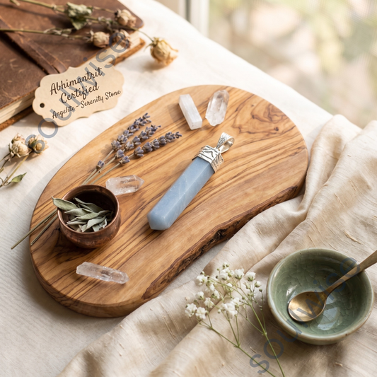 Angelite Pencil Pendant – Natural Healing Crystal Necklace for Peace, Spiritual Awareness & Divine Connection