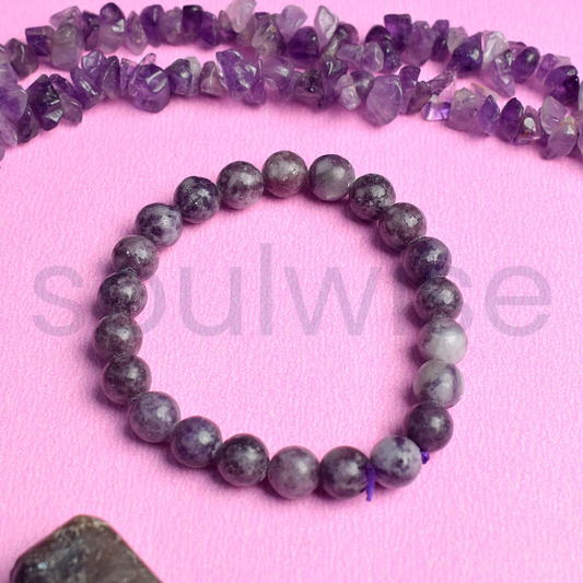Lepidolite Bracelet 8mm – Natural Healing Crystal Beads for Stress Relief, Emotional Balance & Inner Peace | Unisex
