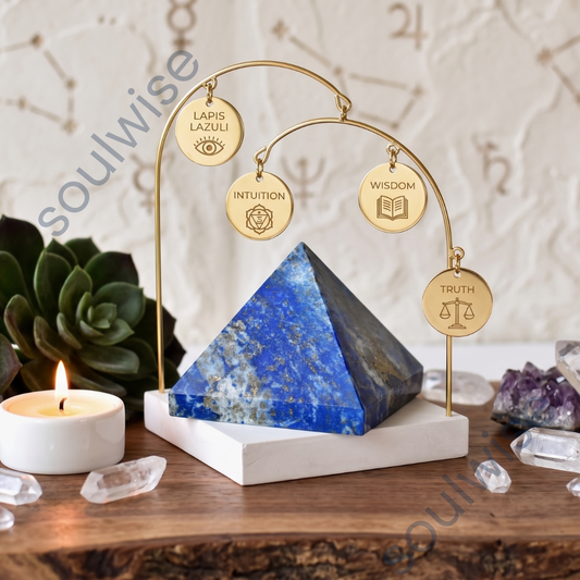 Natural Lapis Lazuli Crystal Pyramid – Wisdom, Intuition & Mental Clarity Reiki Healing Stone for Meditation, Chakra Balancing & Spiritual Décor