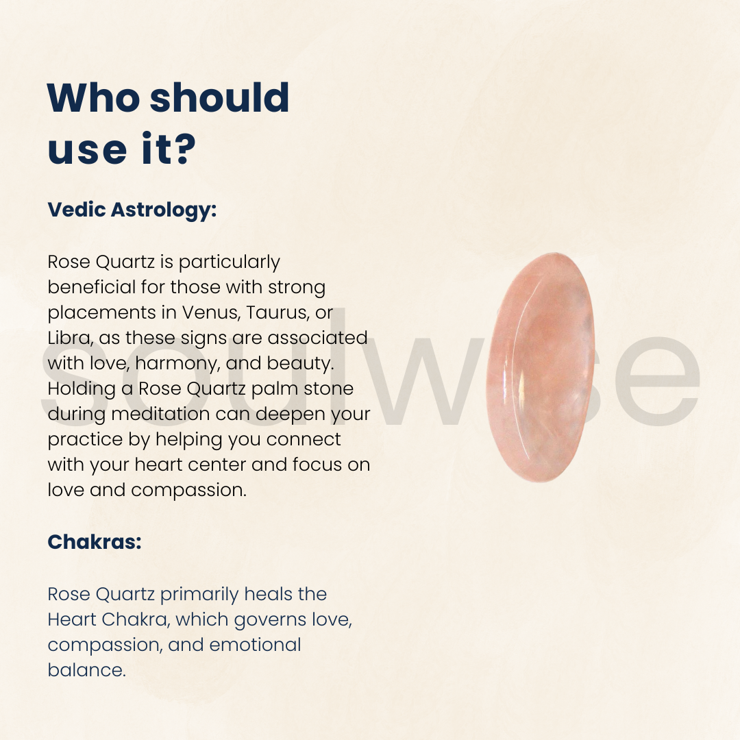 Soulwise Rose Quartz Worry Stone – Natural Thumb Stone for Anxiety Relief, Pocket Crystal for Stress & Self-Love.