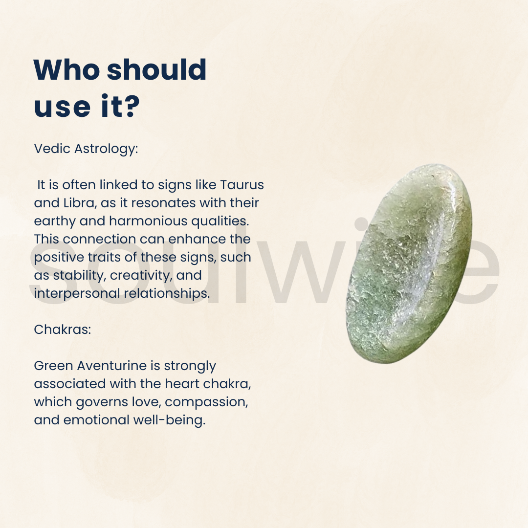 Soulwise Green Aventurine Worry Stone – Thumb Stone, Natural Crystal Healing Pocket Stone