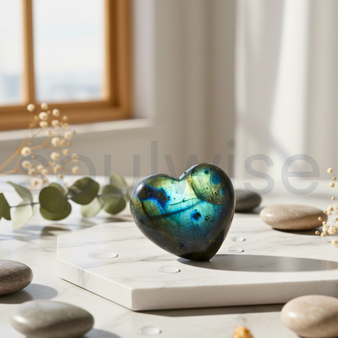 Labradorite Healing Crystal Heart – Natural Gemstone for Positive Energy, Protection, and Spiritual Balance
