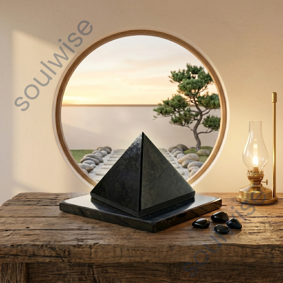 Natural Black Tourmaline Crystal Pyramid – Gemstone Energy Pyramid for Protection, Grounding & Spiritual Décor
