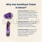 Amethyst Crystal Tower Point – Natural Healing Stone for Meditation, Reiki Energy, Chakra Balancing & Home Decor – Polished Purple Quartz Generator – 3-4 inch