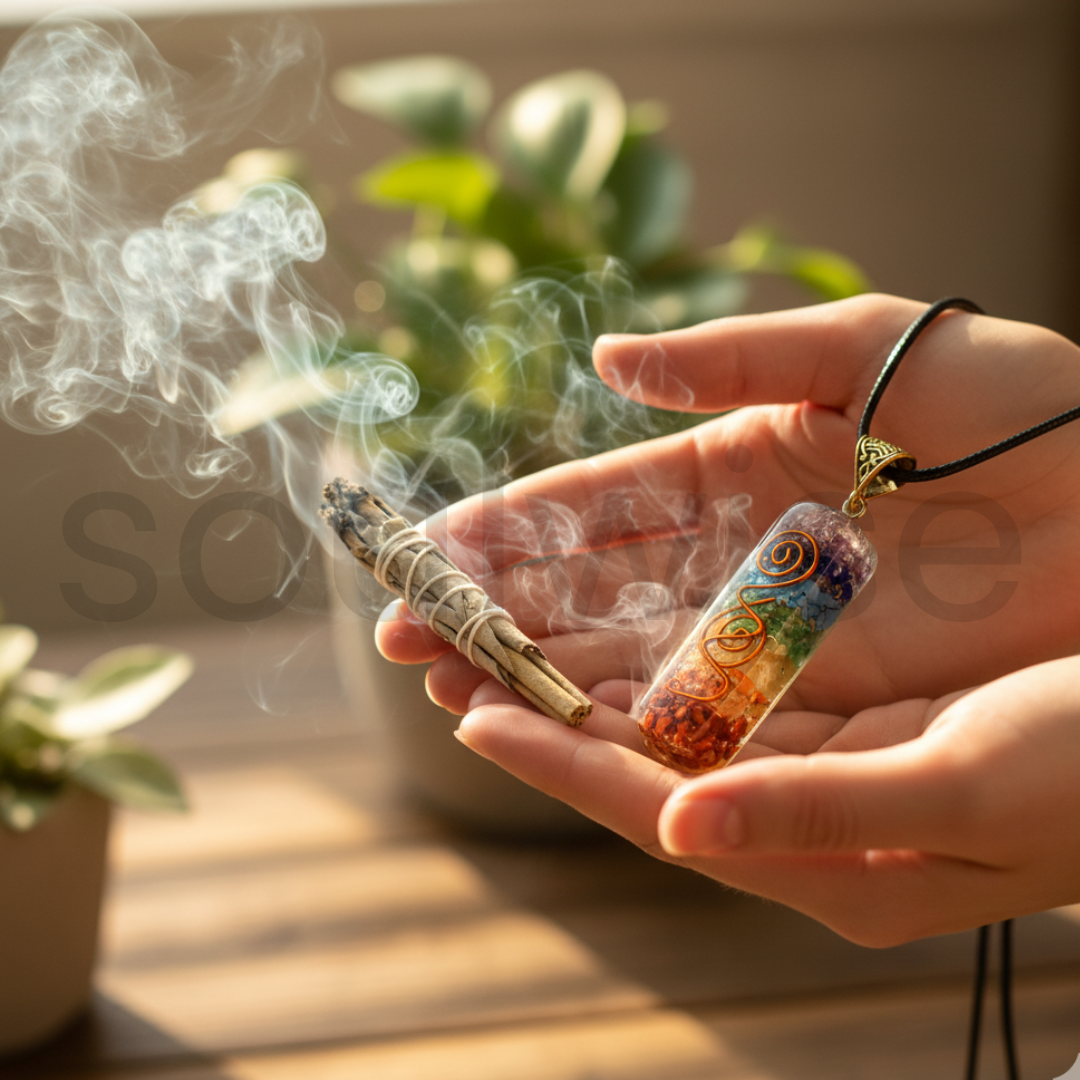 7 Chakra Rainbow Layered Orgone Pendant – Energy Healing, Spiritual Alignment, Chakra Balancing Necklace