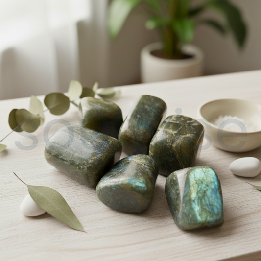 Labradorite Tumbles – Set of 6 A-Grade Natural Healing Crystals | Polished Tumbled Stones for Protection, Intuition & Energy Work