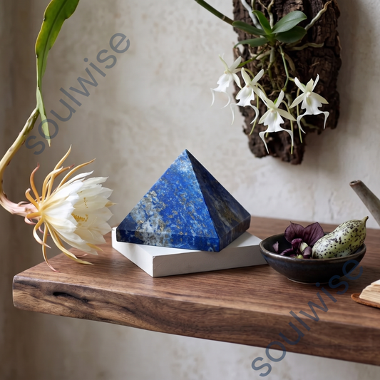 Natural Lapis Lazuli Crystal Pyramid – Wisdom, Intuition & Mental Clarity Reiki Healing Stone for Meditation, Chakra Balancing & Spiritual Décor