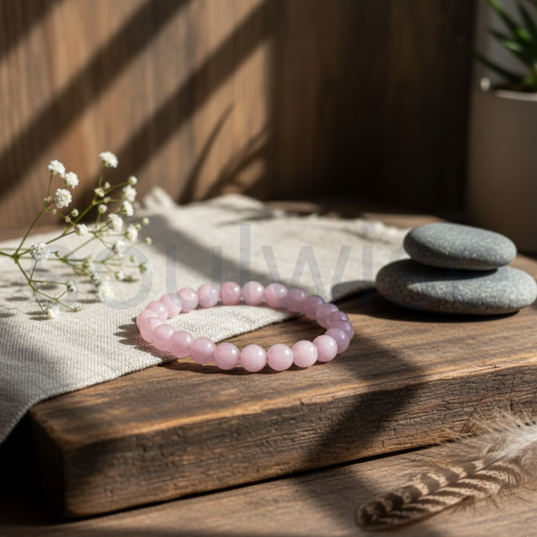 Kunzite Bracelet 8mm – Natural Healing Crystal Beads for Love, Peace, Compassion & Emotional Blockage Clearing | Unisex