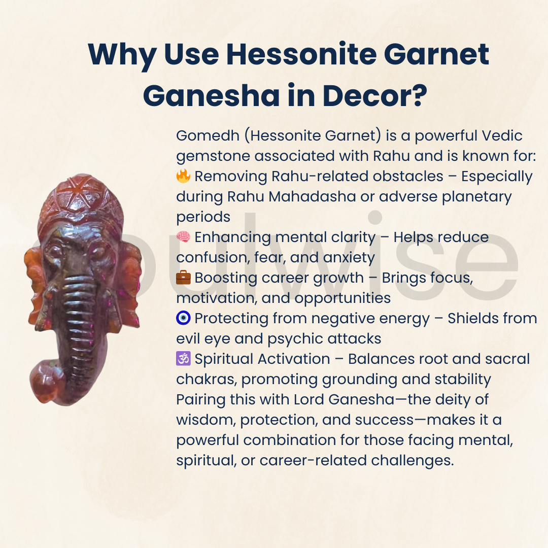 Enchanting Krystals Soulwise Gomedh Ganesha Head Idol – 37 Carats |
