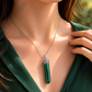 Natural Malachite Pencil Pendant – Healing Crystal Necklace for Transformation, Protection, Emotional Balance & Positive Energy